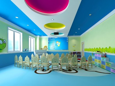 现代幼儿园教室3D模型下载